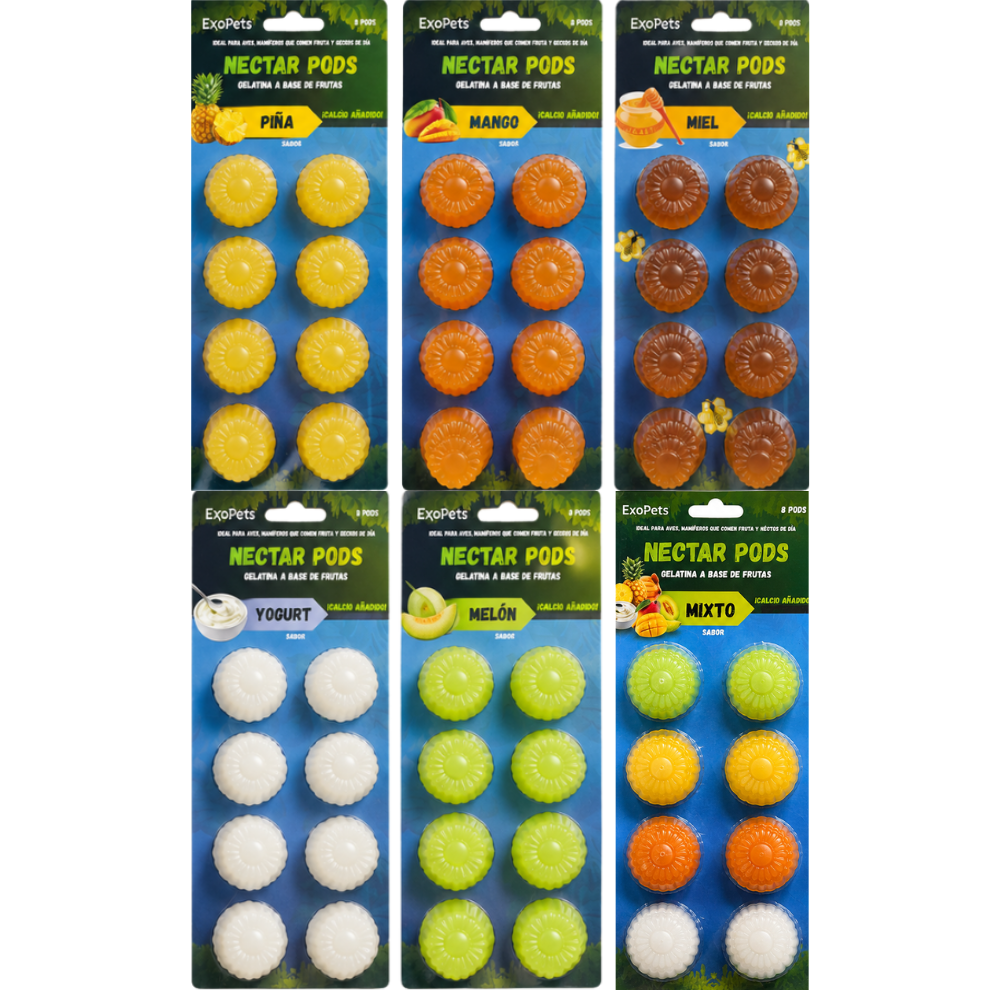 Nectar Pods ExoPets - Gelatina Premium de Frutas para Mascotas Exóticas